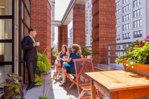 Penthouse 1202 offers a private terrace, called the Park Avenue Terrace. It's a great space to get a breath of fresh air during your meeting!