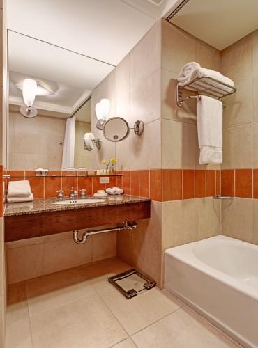 All of our guestroom bathrooms offer plenty of counter space for all of your toiletries