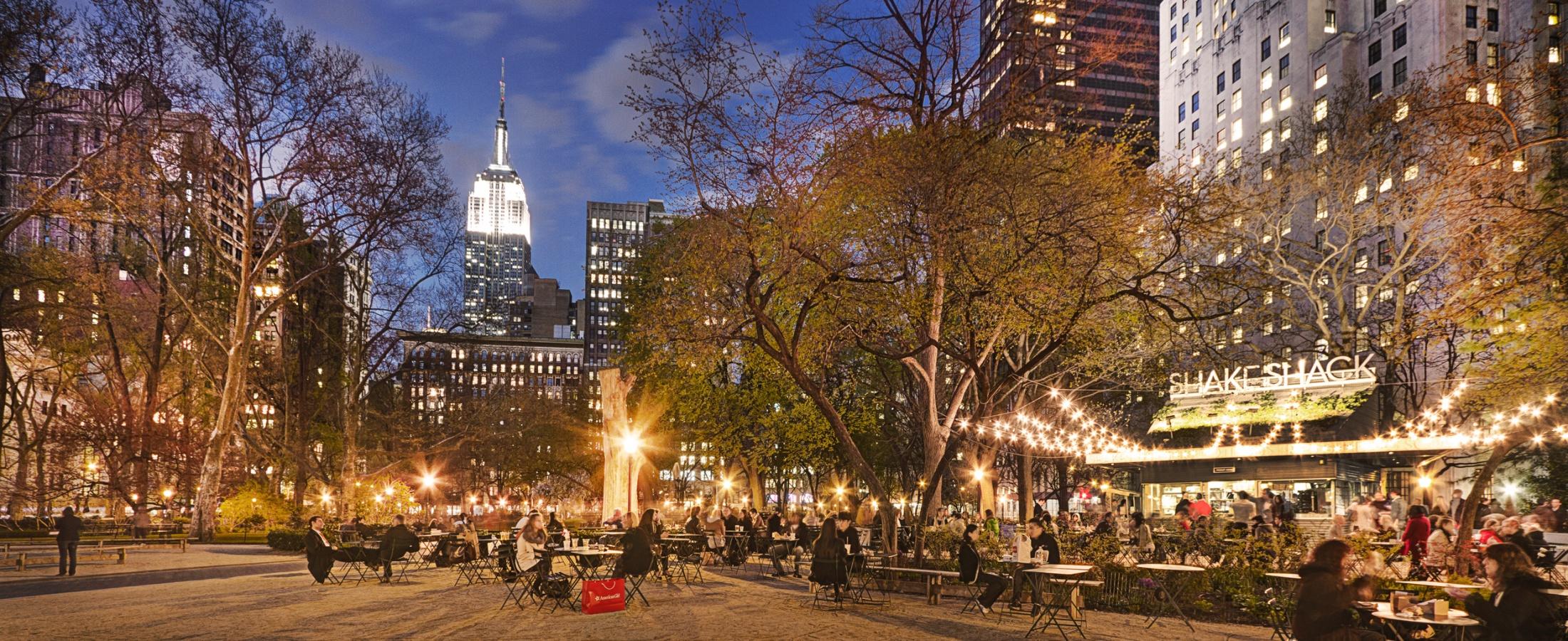 Shake Shack at Madison Square Park at Dusk