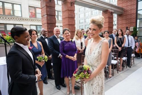 Intimate wedding ceremony on the rooftop of Hotel Giraffe. Photo courtesy of Brian Hatton Photography